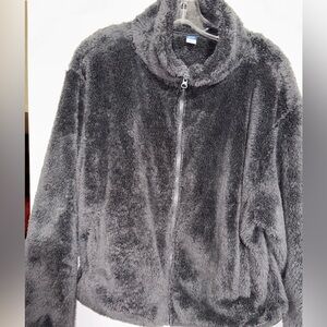 Old Navy Black Zip Up Teddy Jacket Size L